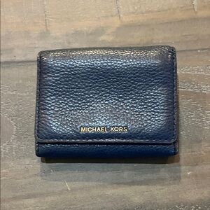 Michael Kors Navy Blue Leather Trifold Wallet